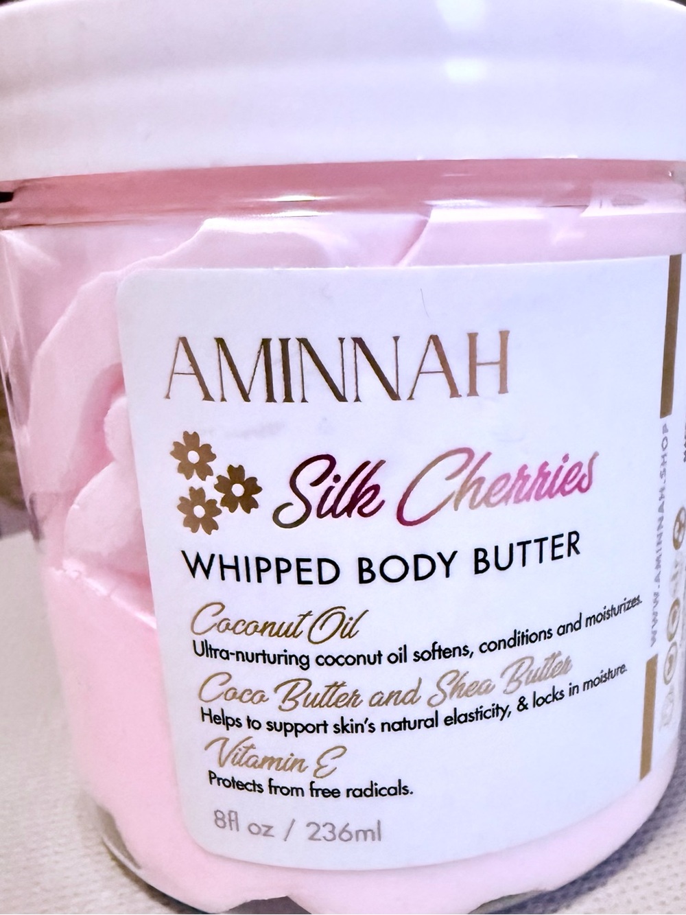 NEW!! Aminnah Silk Cherries Whipped Body Butter - Pink
